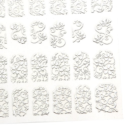 Frcolor 108 Stück Nagel Kunst Sticker 3D Blume Nagelsticker Nail Art DIY Dekoration Aufkleber (Silber) – Bild 5