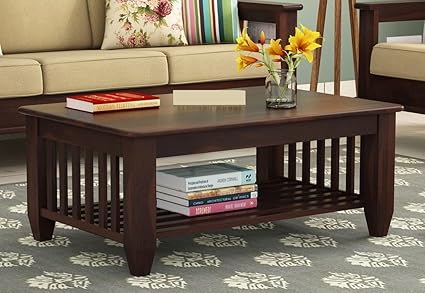 Ratandhara Designer Coffee Table for Living Room | Solid Wood Tea Table for Home (Solid Sheesham Wood, 39?20?18 Inch) (Walnut Large)