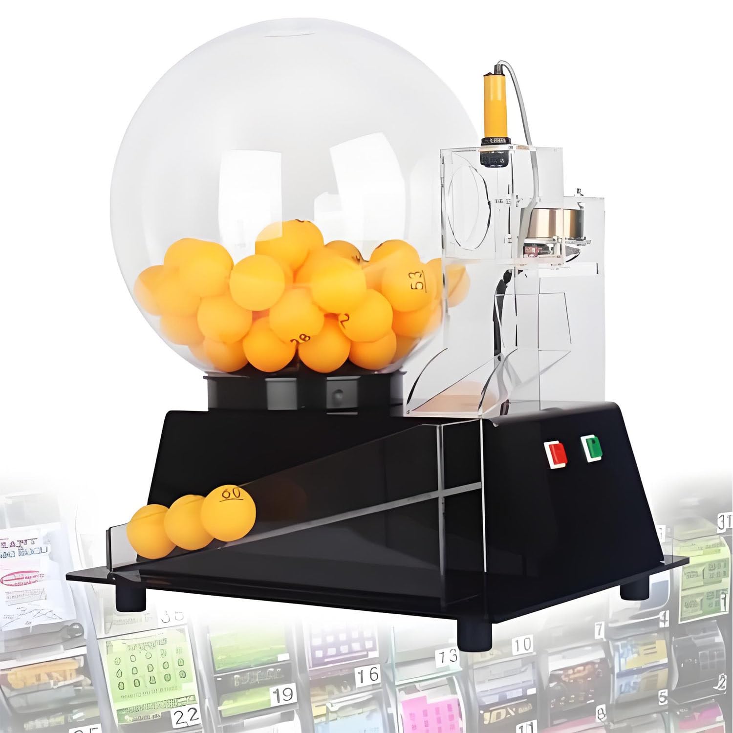 Aiodio Black Electric Raffle Ball Machine, Transparent Bingo Cage