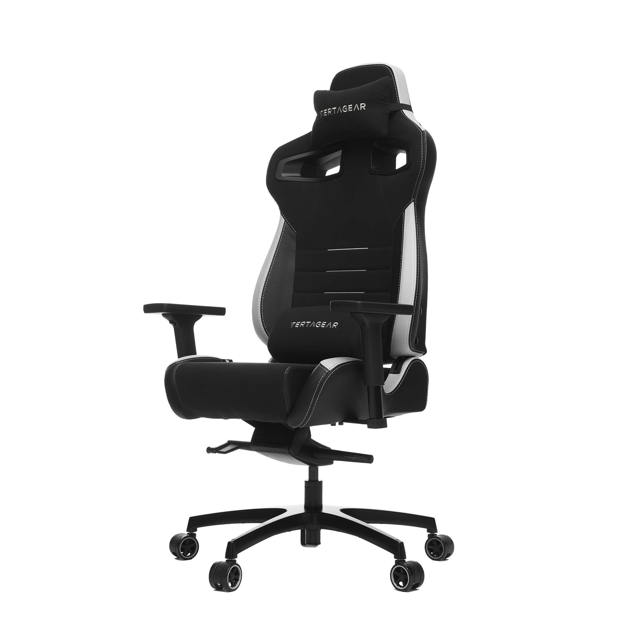 Racing Series P-Line Pl4500 Coffee Fiber With Silver Embroirdery Gaming Chair Black/White Edition(Led/Rgb Upgradable)
