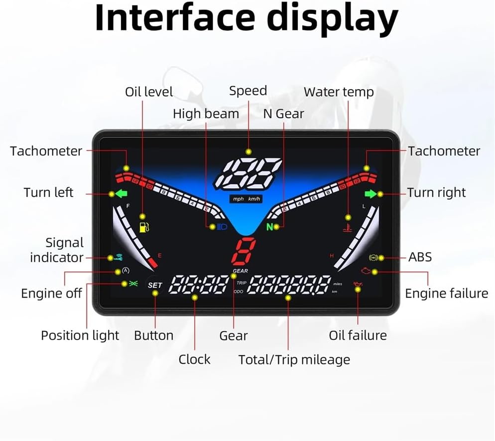 Motorcycle Odometer Gauge Motorcycle Electronic Dashboard Led Digital Tachometer Fuel Water Temperature Odometer With Sensors