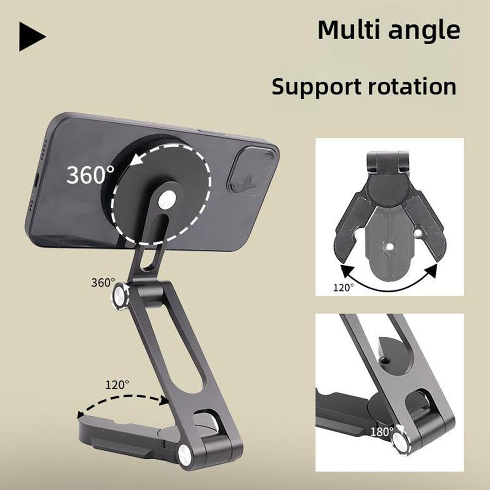 Soporte Magnético Móvil Rotación De 360 Grados, Plegable, Soportes | Base De Escritorio Para Móvil Para Automóvil, Navegación, Videollamadas, Reuniones, Multimedia, Lectura, Bases De Es