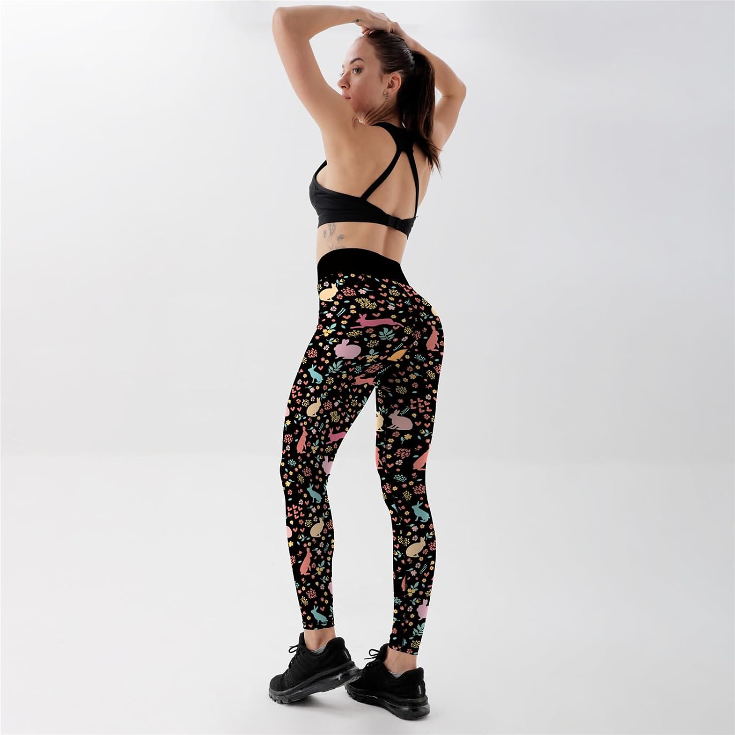 レディース イースター プリント レギンス ハイウエスト タイツ トレンディ ワークアウト ヨガパンツ S-XL