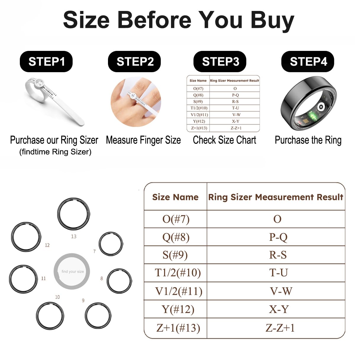 Smart Ring Moniteur de fréquence cardiaque Moniteur de sommeil Anneaux de santé Oxygène dans le sang Podomètre Calories compteur de pas Fitness Anneau étanche IP68 Anneaux intelligents pour homme