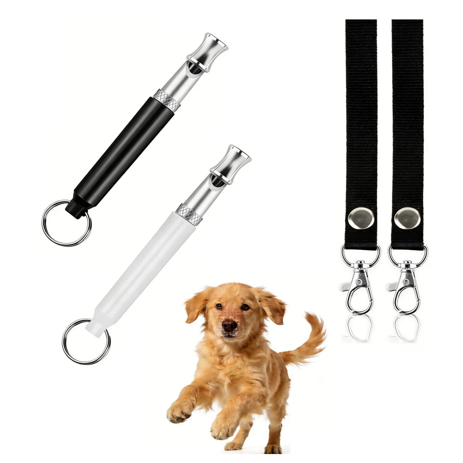 QLHNGUZ 2 Pack Dog Whistles for Recall, Dog Whistle to Stop Barking, Ultrasonic Anti Bark Silent, Adjustable Dog Training Commands Whistle with Lanyard