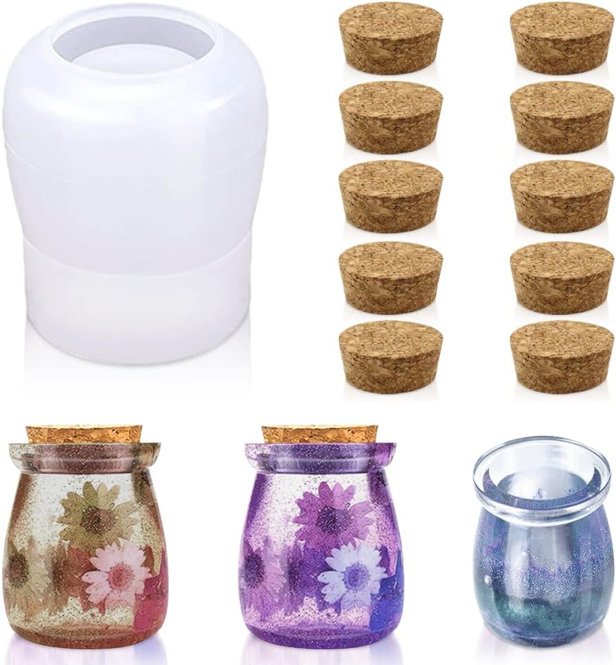 Modixun Resin Silicone Jar Mold, Round Jar Epoxy Casting Mold with