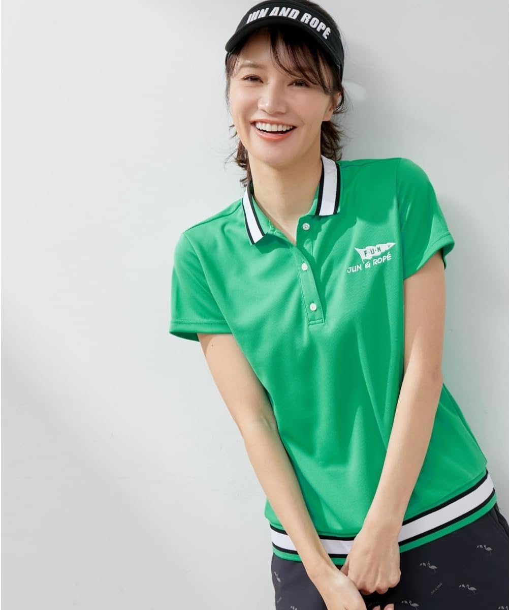 Amazon | [ジュン＆ロぺ] UV【吸水速乾】 配色リブポロ襟フラッグ半袖
