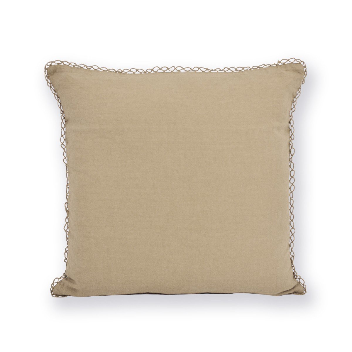 Coussin brodé haut de gamme desilinen beige en relief 45x45 cm
