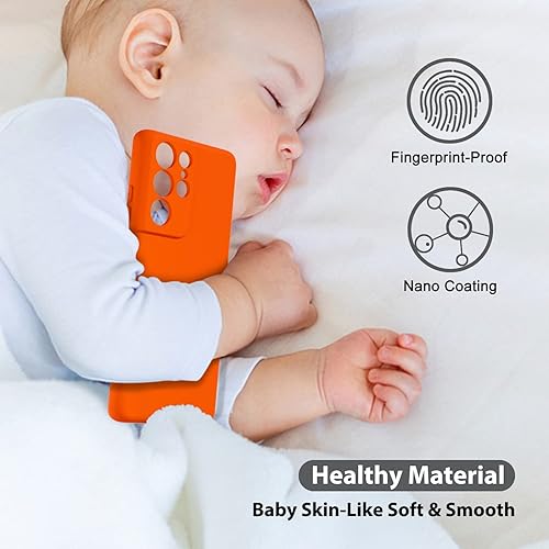 Miniatura 6 de Oakxco Funda para teléfono Samsung Galaxy S21 Ultra de silicona líquida, color sólido brillante fluorescente, bonita funda protectora delgada de