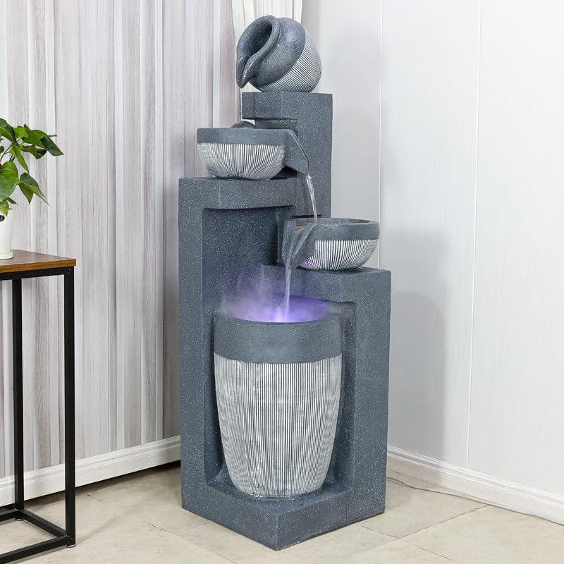 Water Fountain Indoor - Water Fountain Decor for Meditation, Zen Decor, Relaxation, Suitable for Yoga, Study, Tea, Living Room, Office, Beauty Club Decor (Large)