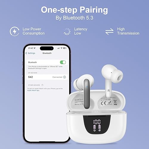 Miniatura 5 de Auriculares inalámbricos Bluetooth para iPhone 17 Pro Max 17 Pro 17 Pro 17 Air 16 15 Pro Max 16e 16 15 Plus, auriculares Bluetooth para iPhone 48