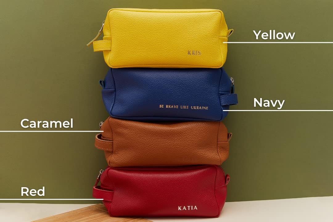 Personalized Toiletry Bags for Women and Men - Custom Leather Cosmetic Bag - Makeup Pouch - Travelling Essentials - Gifts for Man and Woman (Bag - Personalized)