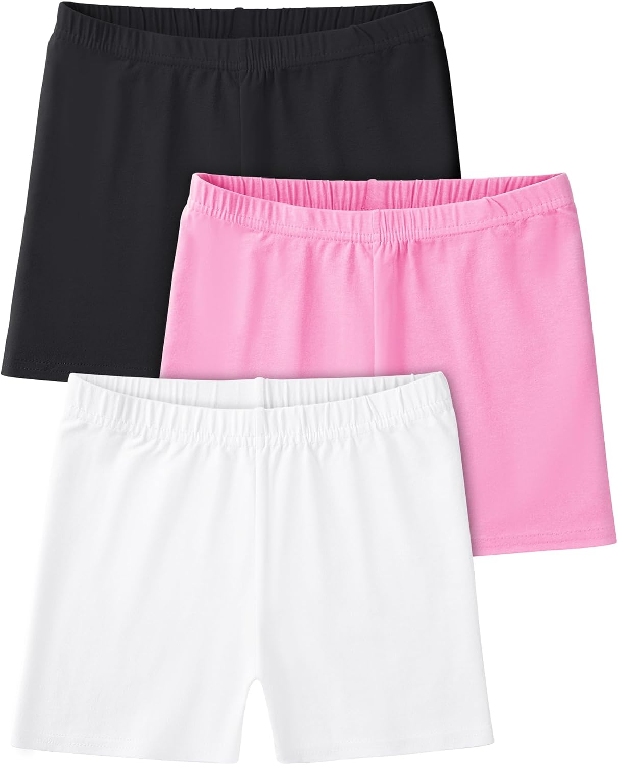 3 Pack Girls Bike Shorts Kids Cartwheel Basic Cotton Under Dress Biker Shorts for Running Dance