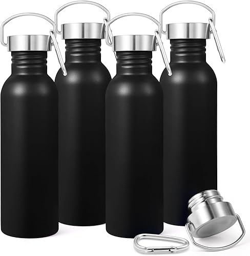 Miniatura 18 de Volhoply Botella de agua de 26 onzas sin aislamiento, de una sola pared, botellas de agua reutilizables de acero inoxidable con asa y mosquetón,