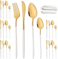 Vista 24 de JASHII Modern - Juego de cubiertos de acero inoxidable 18/10 de 24 piezas, para 6, cubiertos de acero inoxidable 18/10, juego de cucharas