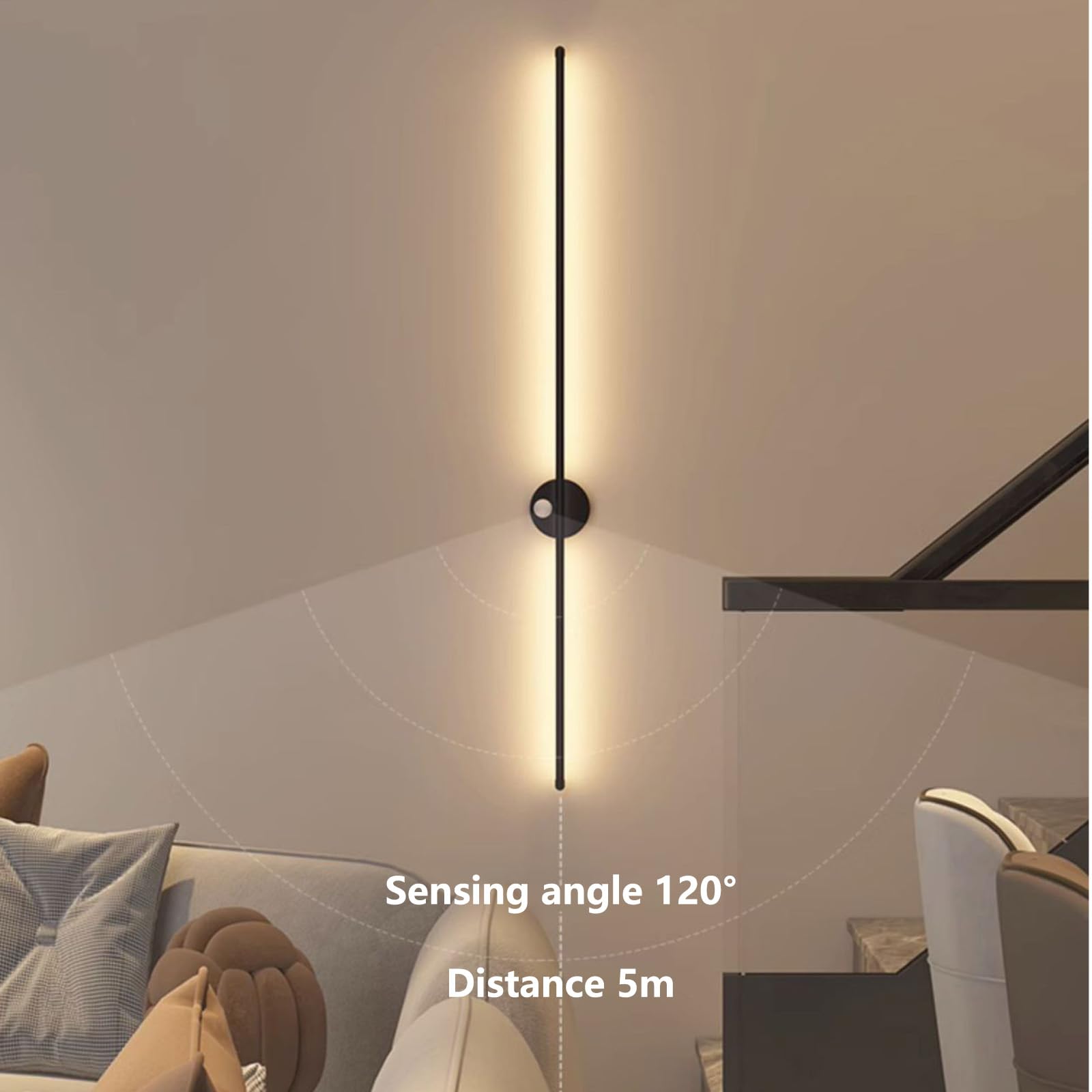 Lampa ścienna LED do wewnątrz z czujnikiem ruchu lampa ścienna USB ładowalna ścienna zasilana bateriami kinkiet ścienny długi pasek aluminiowy do salonu sypialni korytarza