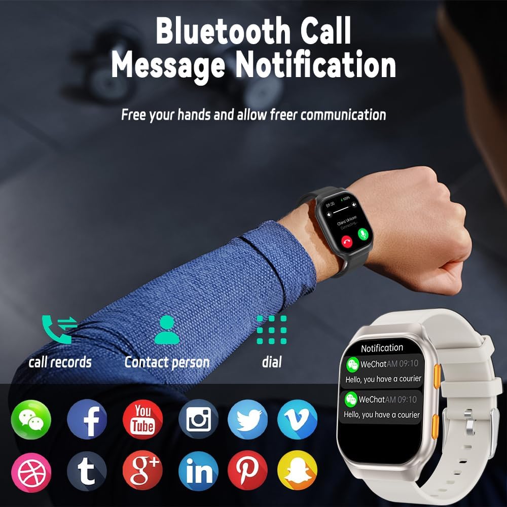 FILIEKEU Smart Watches for Men Women,Fitness Tracker Smartwatch for Android Phones/iPhone Compatible,1.96" AMOLED Men Womens Watch with Blood Pressure Monitor,(2 Watch Bands)