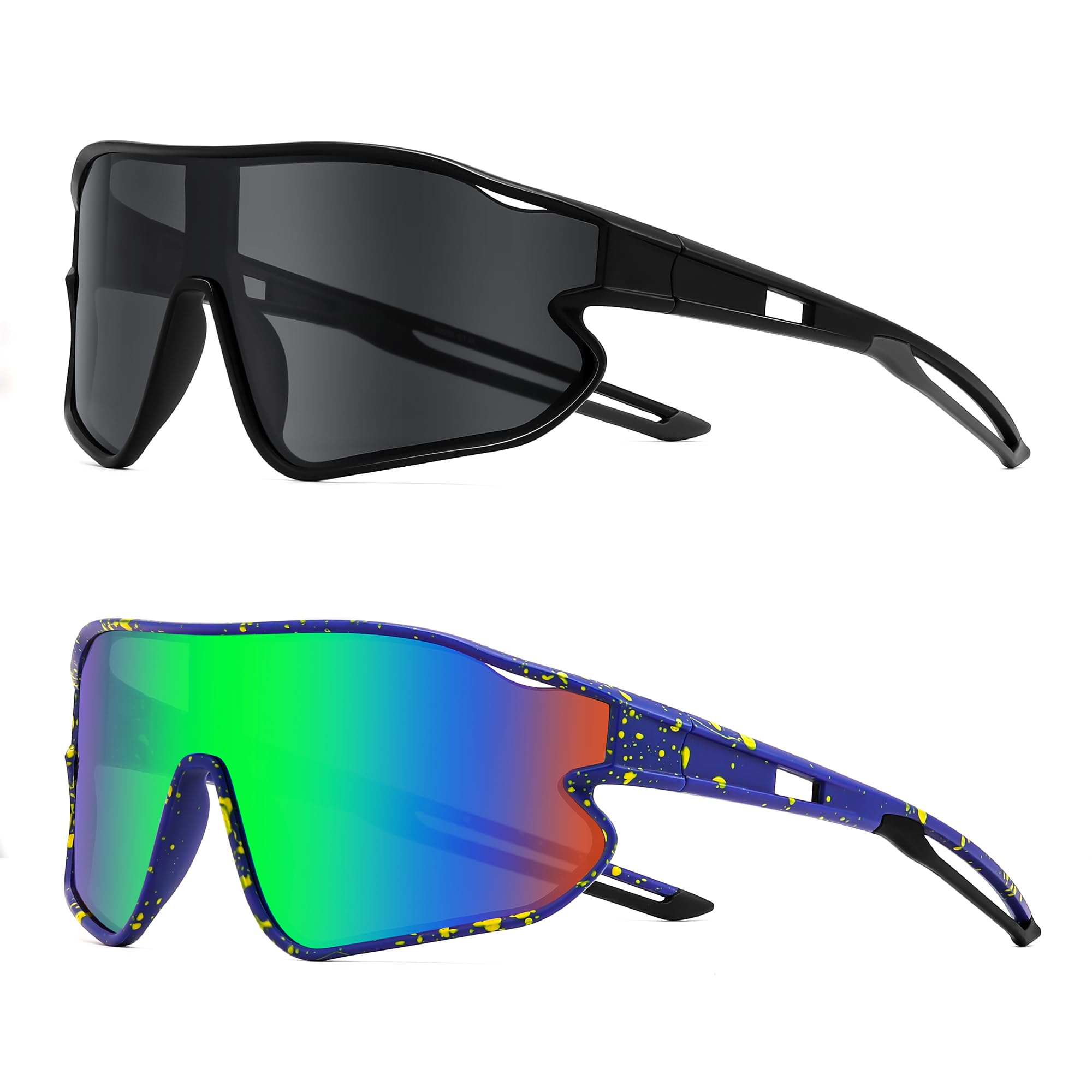 YuJian 2-pak dziecięce sportowe okulary przeciwsłoneczne młodzieżowe okulary przeciwsłoneczne chłopcy dziewczęta softball okulary baseballowe okulary rowerowe