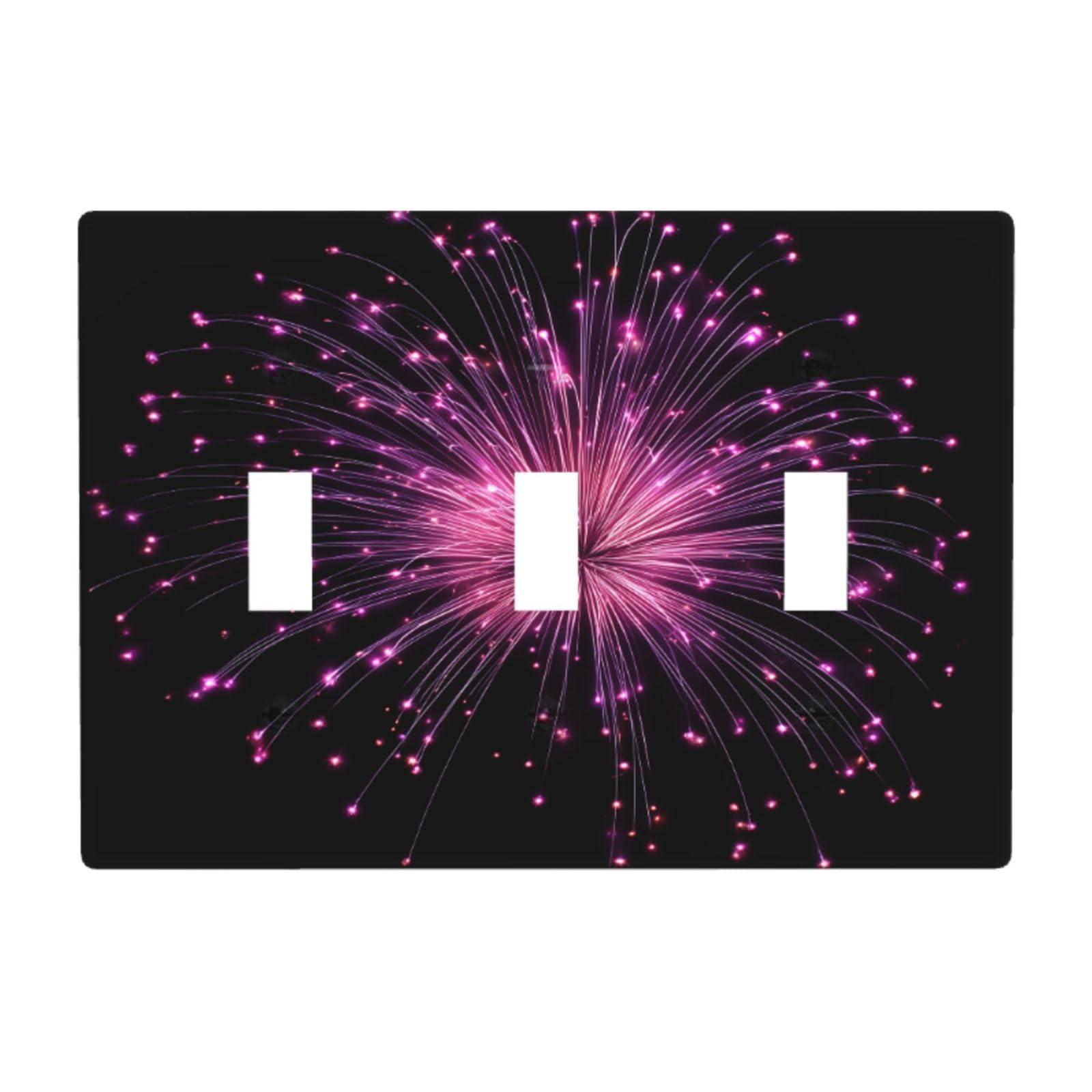 Fireworks Explosion in Rich Purple Magenta Light Switch Covers 3 Gang Triple Toggle Wall Plate Switchplate Electrical Faceplate for Bathroom Kitchen Bedroom Decor