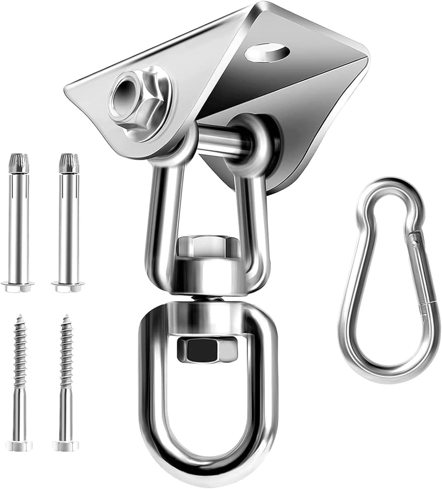 Ceiling Hook, 360°Rotate Ultra Hooks Wooden Concrete Set Swing Hardware Kit Swivel Fixing Plate Silver 98 * 70 mm