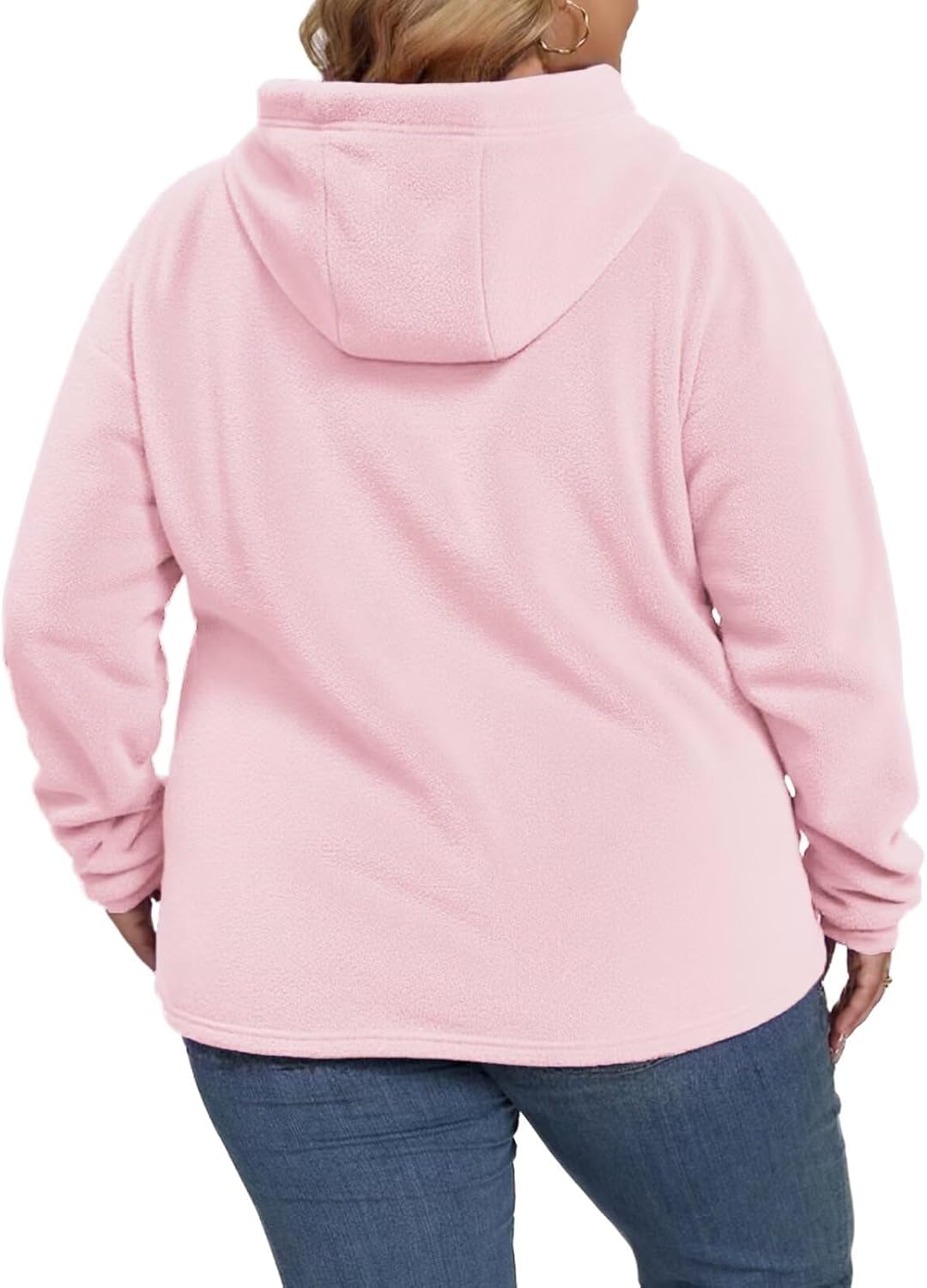 VOGRACE Plus-Size-Hoodies for Women Casual Half Zip Sweatshirts Trendy Long Sleeve Polar Fleece Pullover Warm Loose Tops - Image 3
