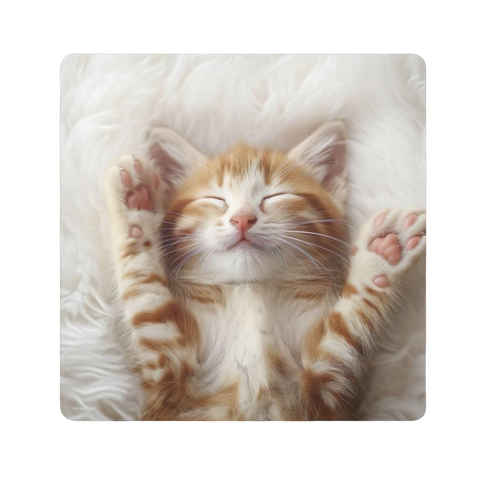 ODAWA Cute Cat Kitten Print Self Adhesive Cloths 21.7X21.7 Inch Makeup Wrap Cloth Bag for Camera, Lens, Laptop