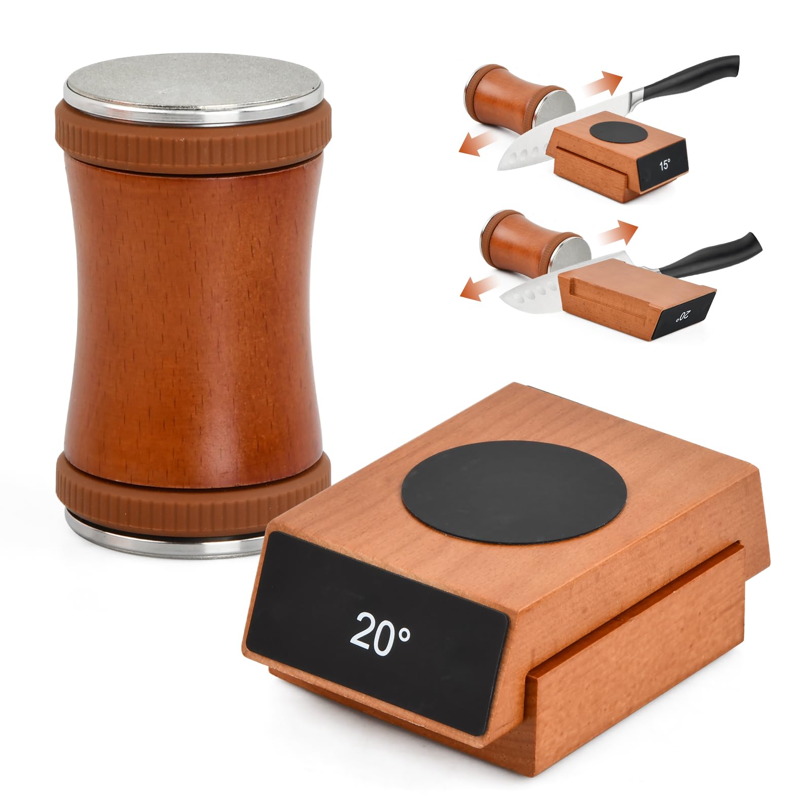 Affilacoltelli da Cucina, Rolling Knife Sharpener, Pietra Affilacoltelli Professionale, Affilatore per Coltelli manuale, due Angoli di Affilatura di 15° e 20°, per Coltelli Dritti Forbici