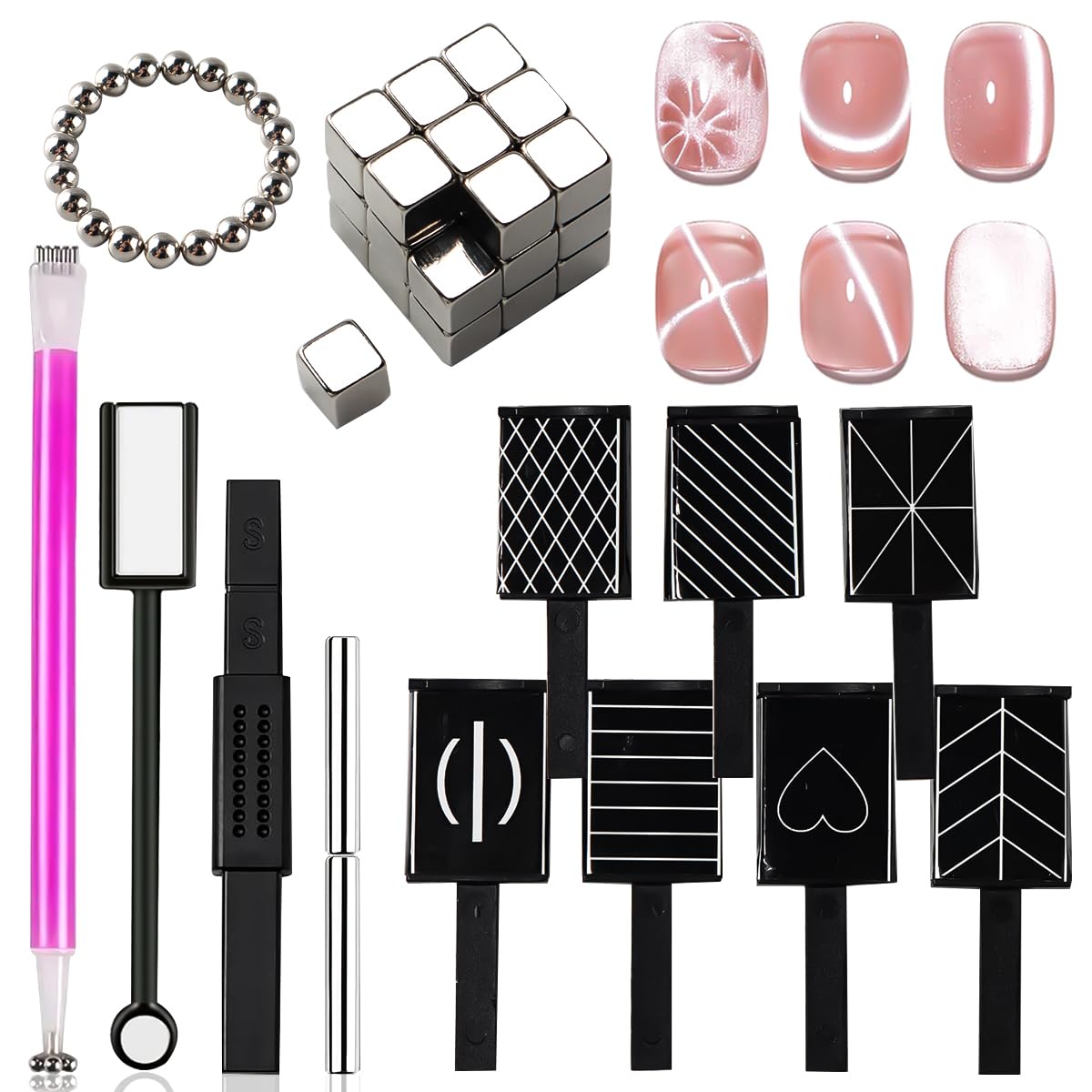 59 Pcs Nail Magnet Tool Set,3D Cat Eye Gel Painting Nails Art Strong