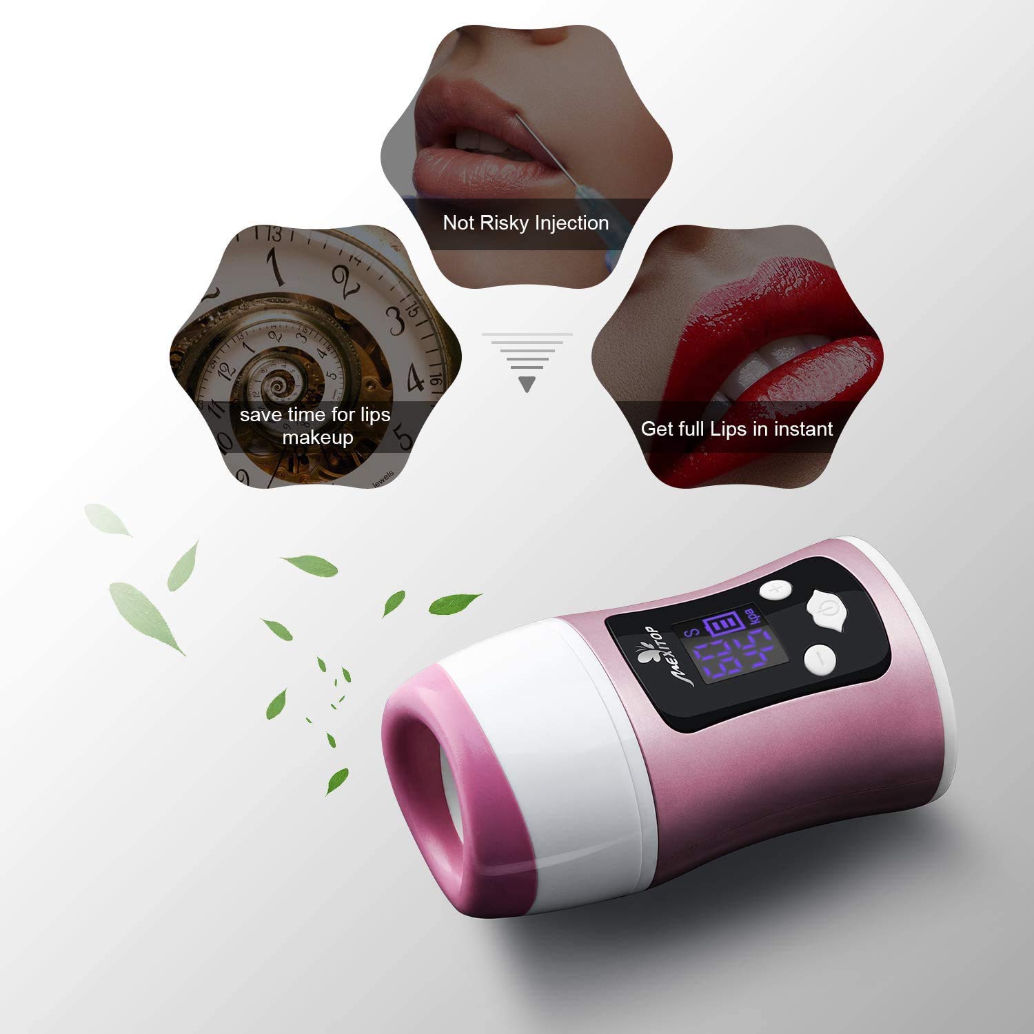 Repulpeur De Lèvres Electrique - Automatique Pulpeuse à lèvres, Contrôle intelligent (Temps, Aspiration), Affichage Numérique, Chargement USB Lip Plumper pour Tous les Styles de Lèvre