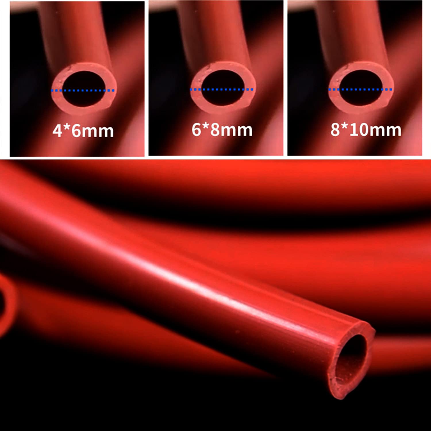 ZJYSMH Shrink Tubing,Heat Shrink Tape, Silicone Rubber Hose Red Round Smooth Tubing Connection Sleeve Good Toughness,IDxOD,2 * 4mm-38 * 44mm(8 * 12mm*5m - View #9