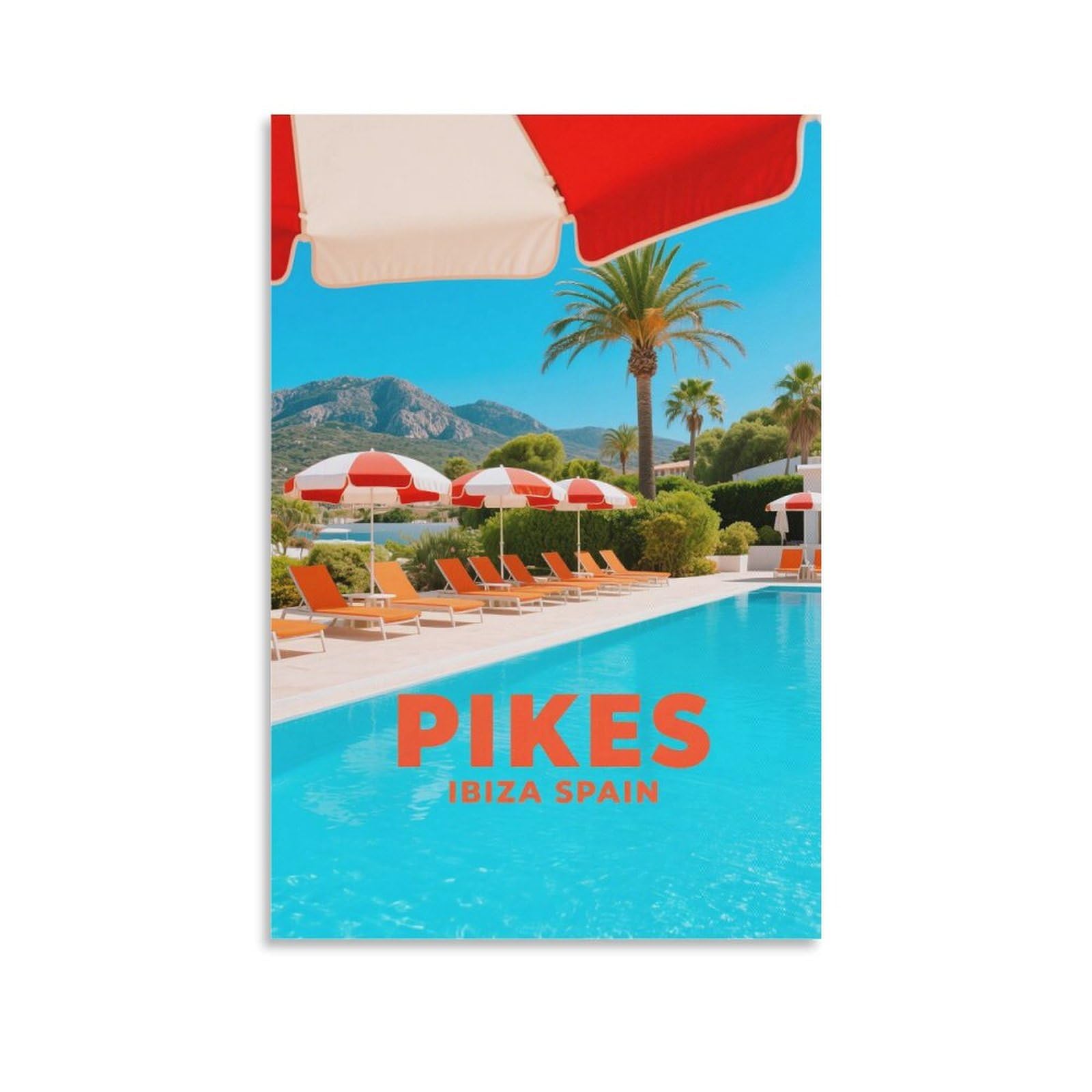 FJIWECWSQ Pikes Ibiza Spain Vintage Travel Poster 12x18inch(30x45cm) Canvas Wall Art Painting Prints