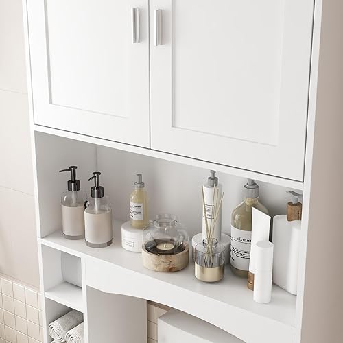 Miniatura 4 de AIEGLE Gabinete de almacenamiento sobre el inodoro, organizador moderno de 6 niveles de 70.9 pulgadas de alto con estantes abiertos y ocultos,