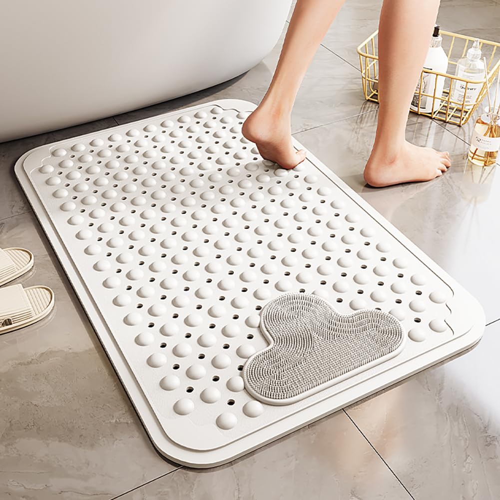 XIYUNTE Tappetino Doccia Antiscivolo Anti Muffa Grande 90x40 Cm - Con Ventose E Fori Di Drenaggio - Tagliabile Su Misura - 2