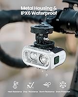 Vista 6 de Magicshine HORI1300S - Faro delantero para bicicleta, compatible con Garmin/Wahoo, 1300 lúmenes, luz delantera de haz alto y bajo, USB-C recargable