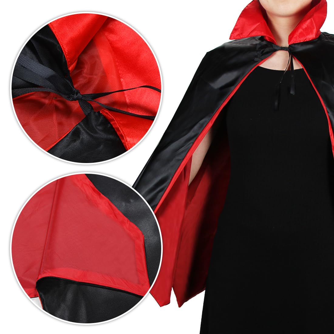 Cape De Vampire Adulte À Capuche Pour Halloween, Cape Sorcier, Déguisement De Sorcière Pour Adulte-Enfant Cape Rouge