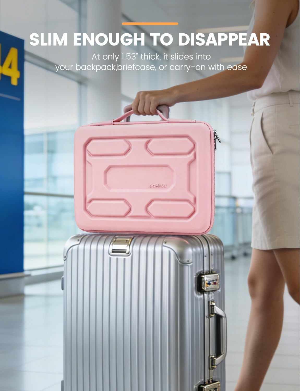 DOMISO 17 inch Laptop Sleeve with Handle Shockproof Waterproof EVA Protective Case for 17.3" ZBook Fury 17.3 G8/MSI GS73VR Stealth Pro/HP Envy 17/LG Gram 17"/ROG Strix GL702VS, Pink - Image 10