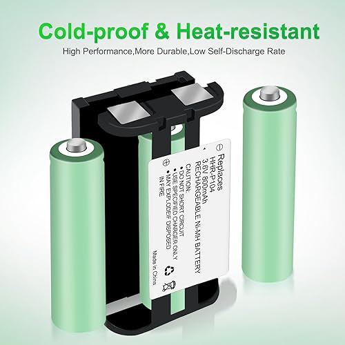 Miniatura 8 de Paquete de 2 baterías recargables HHR-P104 3.6V 830mAh NI-MH para baterías de repuesto de teléfono inalámbrico para Panasonic