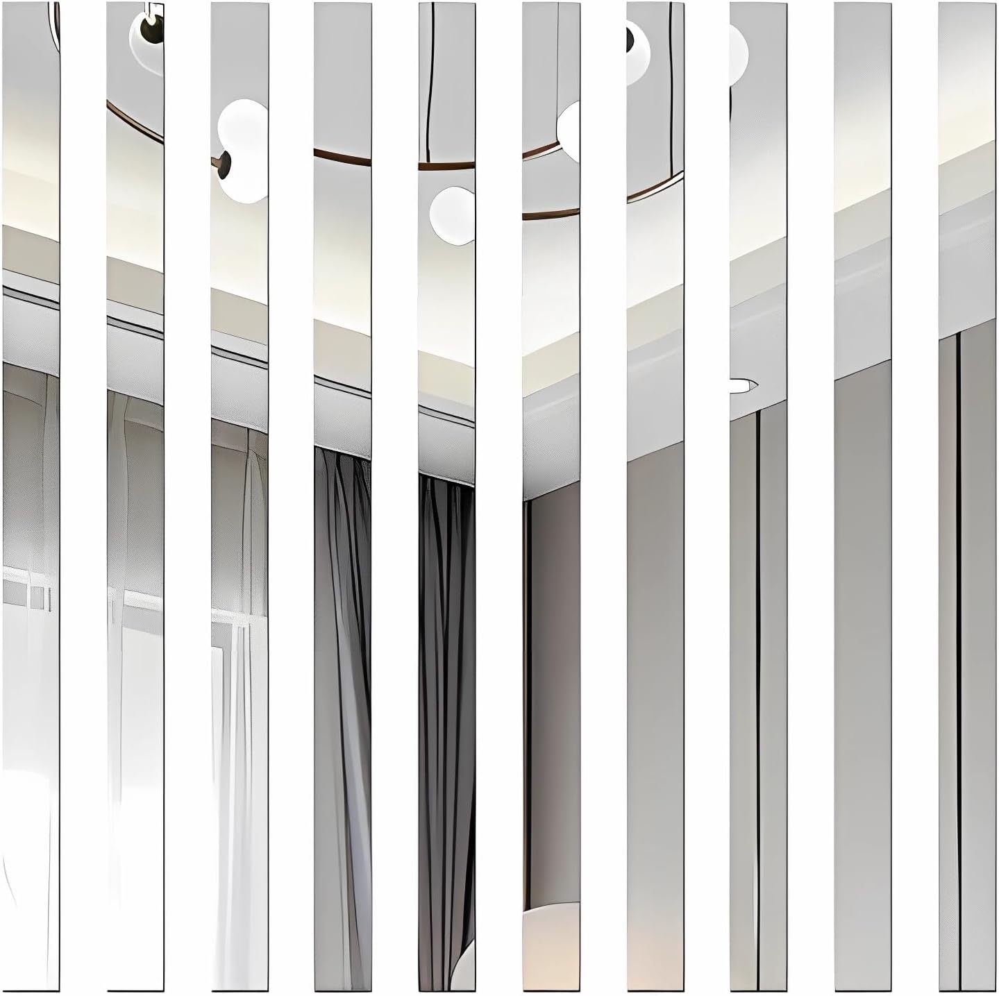 19.7 Ft. Mirror Wall Stickers, Self-Adhesive Acrylic Mirror Tiles, Removable Decals Stickers for Wall Frames/Wallpaper Border/Waist Lines