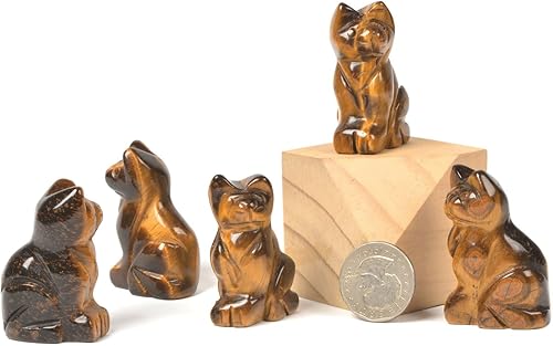 Miniatura 2 de Estatua de ojo de tigre amarillo, gato, guardián, decoración del hogar, reiki chakras, cristal curativo, escritorio, piedra preciosa, manualidades,