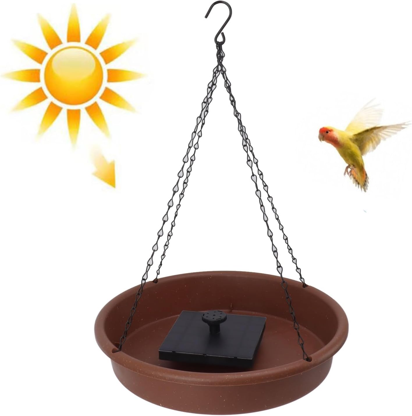 Luqeeg Solar Powered Birdbath Fountain 1.4W Solar Powered Hanging Round Bird Bath Pump Bowl 6 Nozzle A Variety of Water Patterns DIY Bird Bath Set for Garden Outdoor Yard Parks