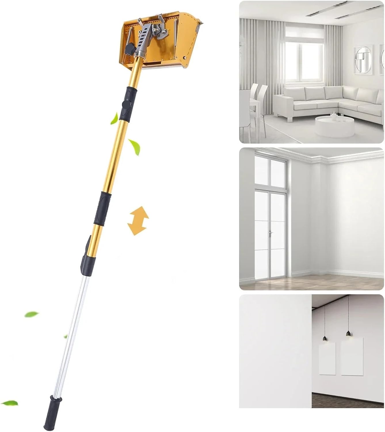 Drywall Flat Finishing Box Portable 9.8'' Drywall Master Tools Plastering Flat Finishing Plaster Box Tool With 40-63. Extendable Handle Max 64'' Length