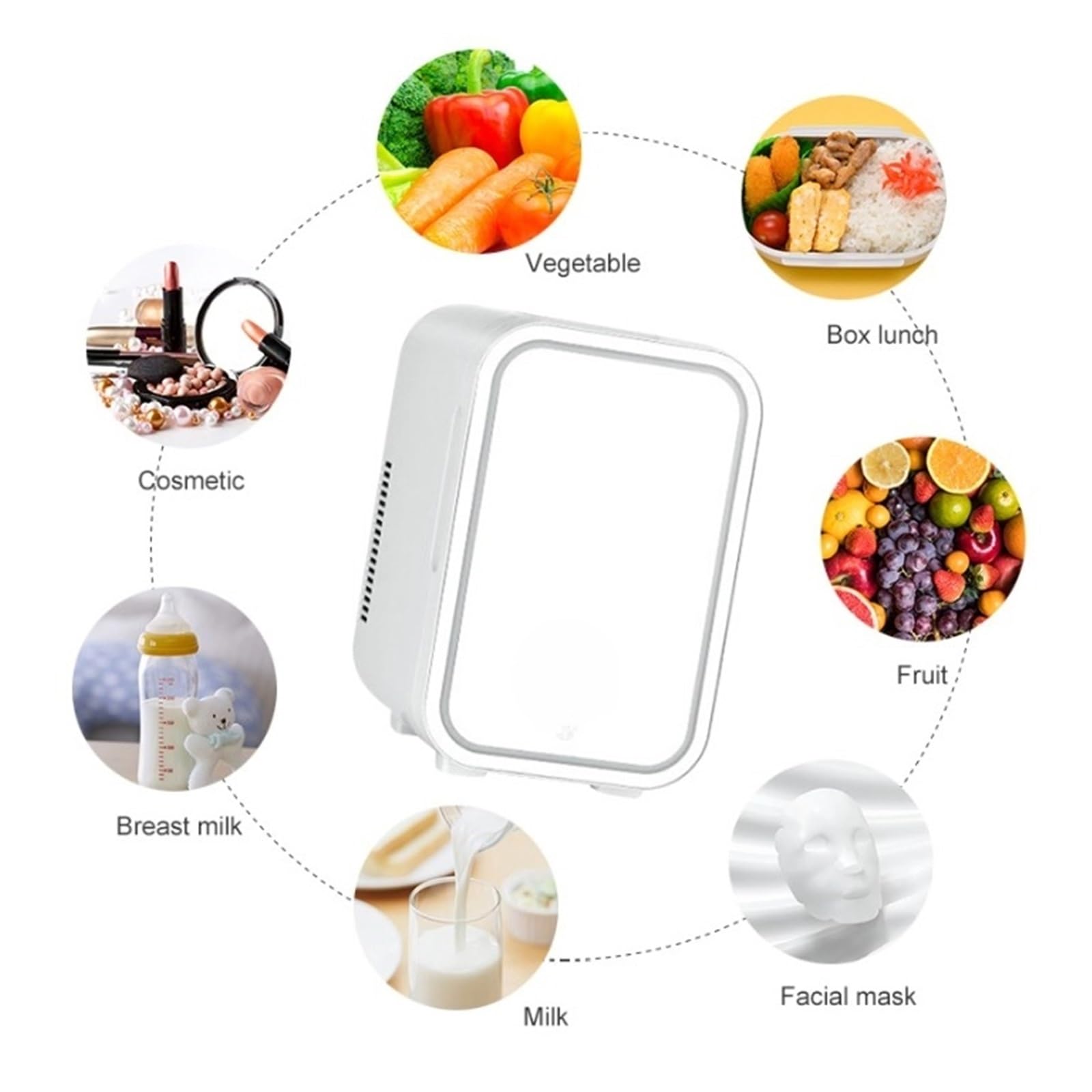 Mini refrigerador de Maquillaje de 4L con Espejo de luz LED, refrigerador portátil for Almacenamiento de cosméticos, Mantiene la frescura for el hogar y el automóvil, Uso Dual.