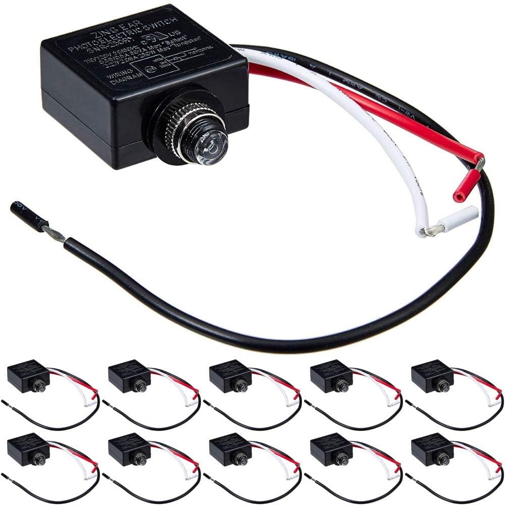 120 Volt Dusk to Dawn Photocell Photoeye Light Sensor Switch, Auto On/Off, Use with Fluorescent, Incandescent or LED Bulbs, Use in Light Posts and Poles (Pack of 10)