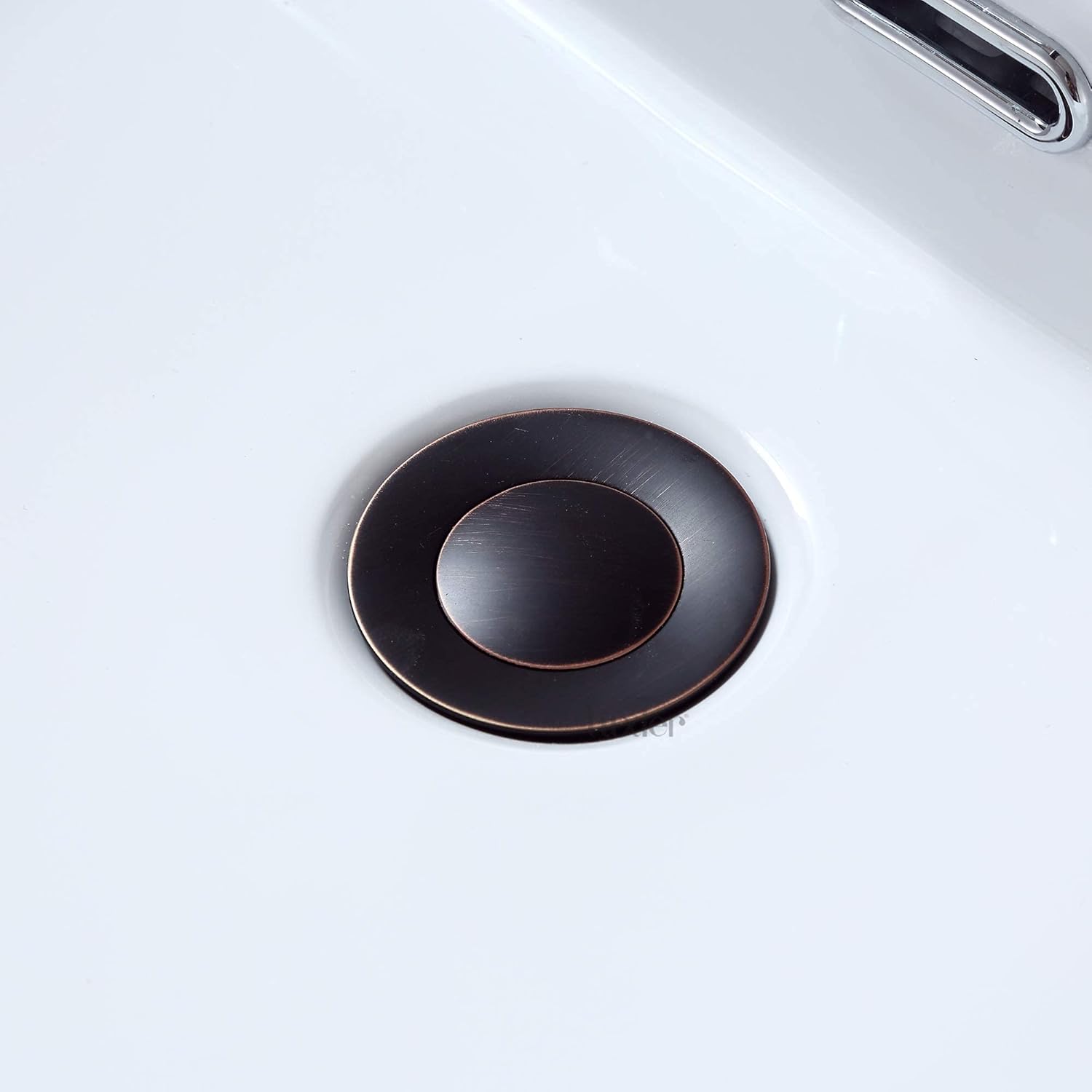Luxier Brass Bathroom Sink Pop-Up Drain Stopper for Vessel and Vanity Sinks with Overflow in Oil Rubbed Bronze, DS04-TO