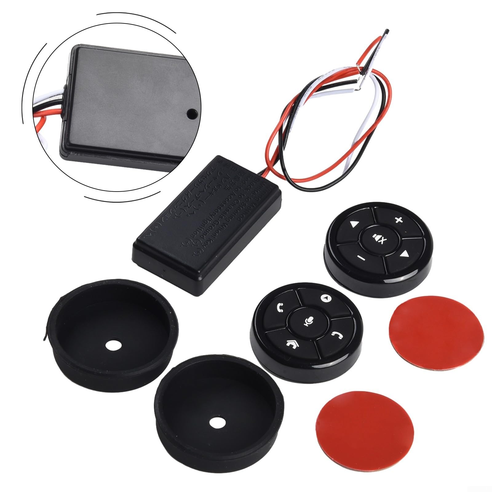 Zoegneer Botones multifunción para volante, control remoto para coche, reproductor multimedia, luz nocturna azul para Android, navegación de pantalla grande, control cuadrado inalámbrico