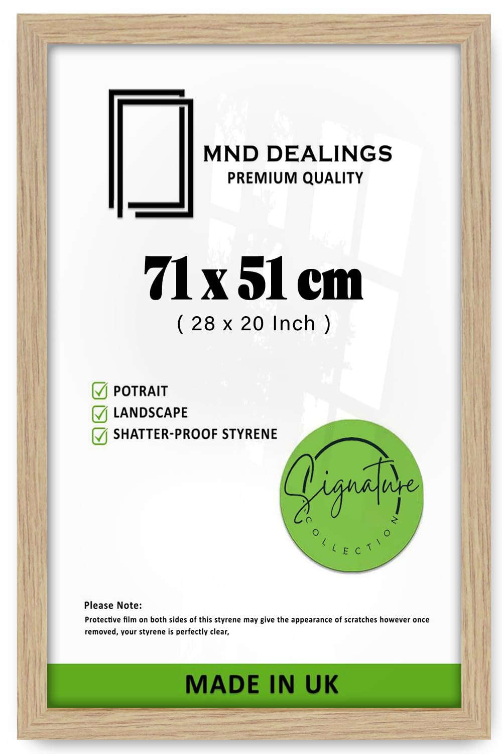 Mnd Dealings Oak | Mdf Poster Frame (71 X 51 Cm) Eton Wood Finish Picture Frame For Art & Home Décor, Modern & Minimalist Mdf Frame For Stylish Wall Displays [ ]