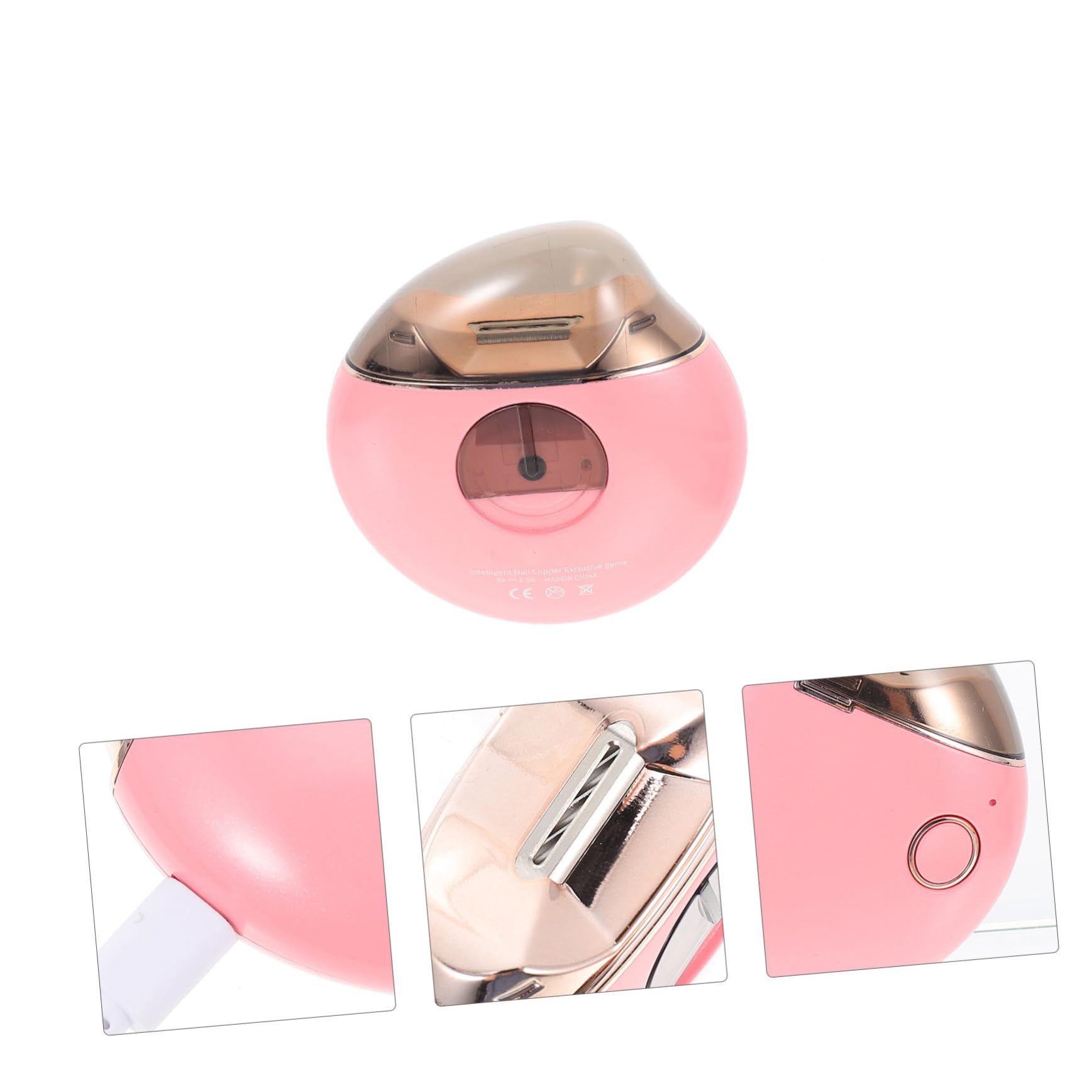 Cortaúñas Eléctrico Rosa de Plástico, 1 Juego con Cable USB | Cepillo Incluido, Cabezales de Recambio, Diseño Portátil y Ligero, para Niños y Hombres Mayores
