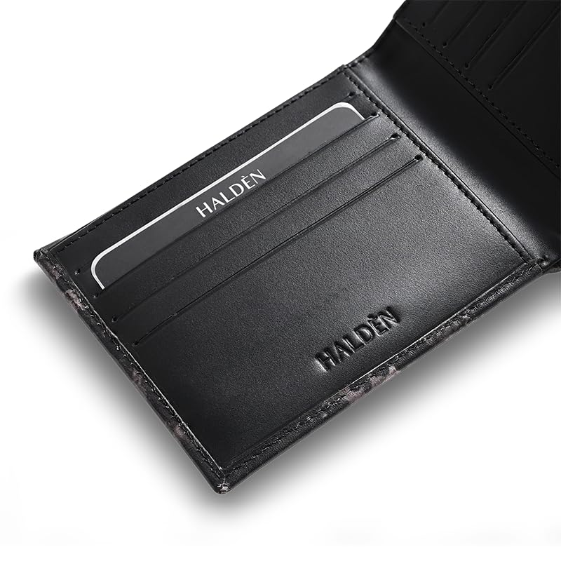 Image of HALDEN CAMO Digital Pattern, Men's Top Grain Leather Wallet, RFID Blocking, Bifold Wallet with 8 Slots for Men (Black)