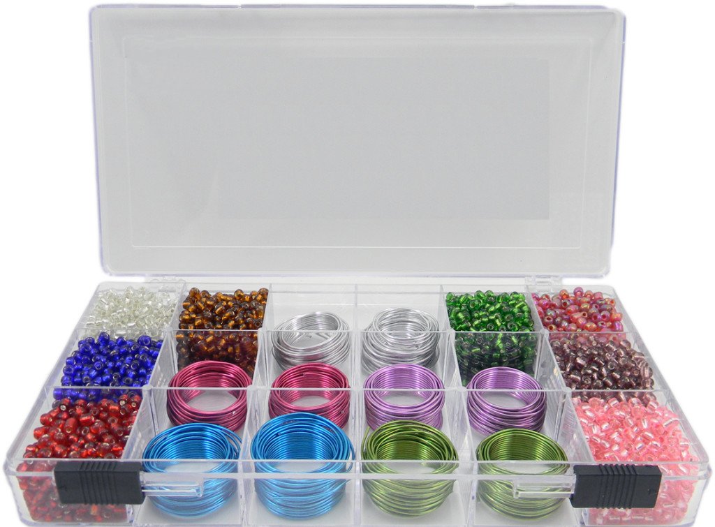Darice Kit de alambre y cuentas, 30 yardas de alambre de colores metálicos, 240 g