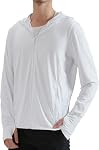 Locachy UPF 50+ Protection contre le soleil Outdoor Léger Zip Veste à capuche Longue Manches Pêche Hiking Performance Shirt pour homme